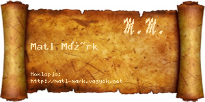 Matl Márk névjegykártya